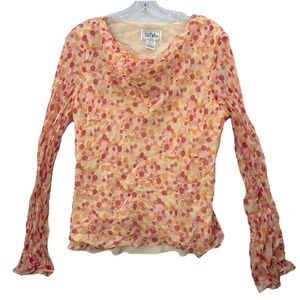 VTG 100% Silk Bob Mackie Studio Top Women S 10 Colorful Art To Wear Sheer Blouse